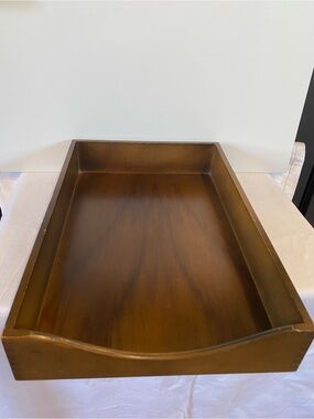 Mid Century Modern Vintage Wooden Legal Paper Tray Dovetailed Joints Felt Bottom
